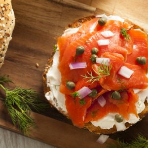 Homemade,Bagel,And,Lox,With,Cream,Cheese,,Capes,,And,Dill